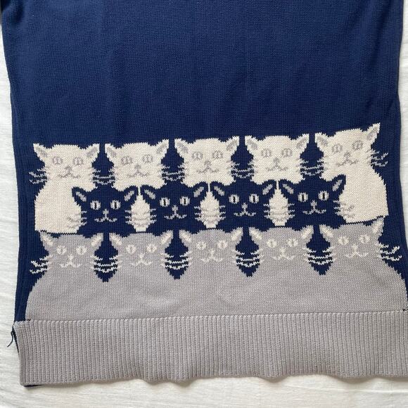 ModCloth Cats on Cats Mock Neck Knit Sweater Sz Small Women's Cotton Cozy - Picture 4 of 6